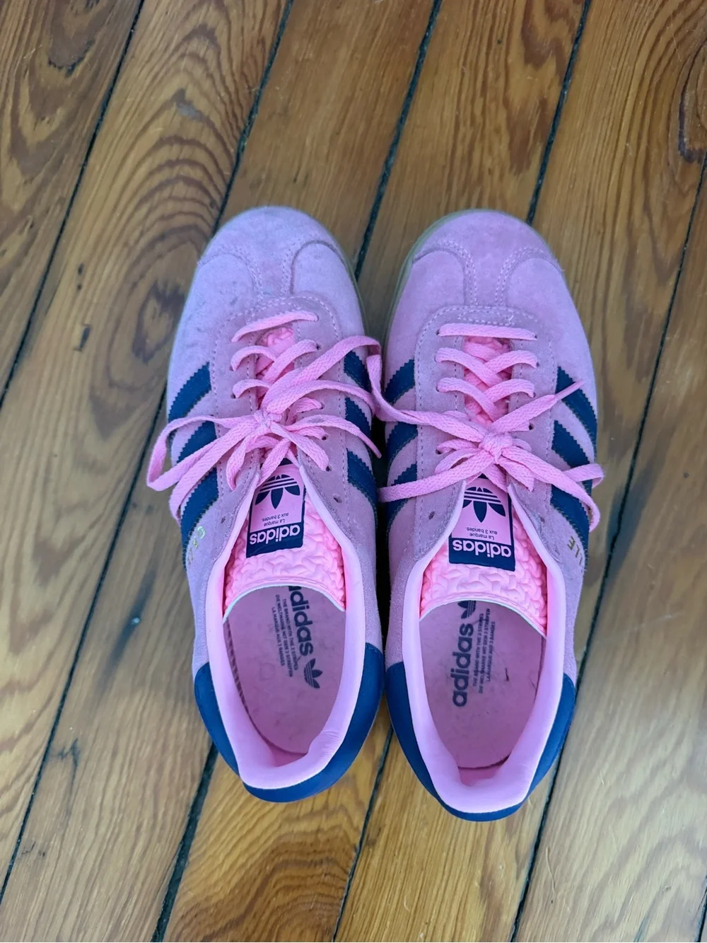 adidas Pink Gazelle Sneakers with Navy Stripes